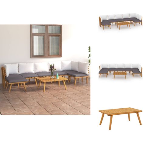 Salon de jardin 8 pcs avec coussins Bois d'acacia solide - Salon De Jardin - Meuble De Jardin - Ensemble De Salon - Mobilier De Jardin - Acacia (1/5)