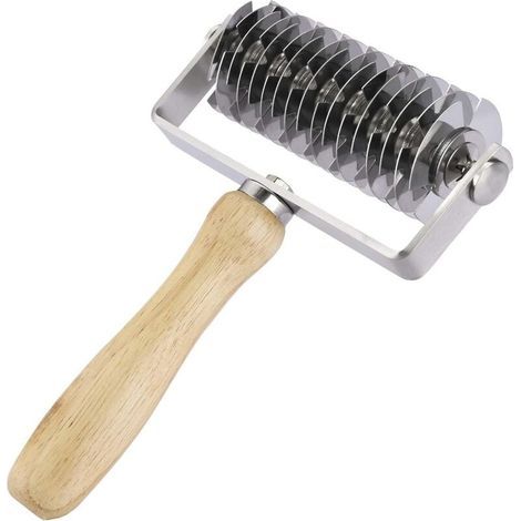 Lattice Rolling Pin Cutter for Dough, Time-Saving Home Baking Tool, Stainless Steel with Wooden Handle for Cookies/Bread/Pie/Crust Pastries/Cakes/Pizza (1/5)