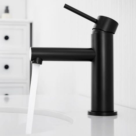 1 Mitigeur lavabo,Acier inoxydable,Noir,Salle de bain (1/4)