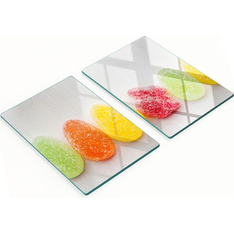 Küchenschneidebretter aus Glas mit buntem Bohnenmotiv, 2 x 40 x 52 cm (1/5)
