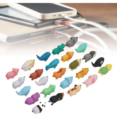 Mehrfarbige PVC-Ladekabelschutzhüllen – 25 Stück niedliche, tierförmige Ladekabelschutzhüllen für Handy-, Computer- und Tablet-Kabel (1/5)
