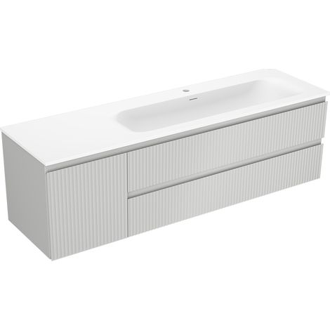 Mexen Rivel meuble de salle de bains 160 cm avec lavabo Vela droit, 2S, 1D, rainuré, gris/blanc mat - 91A23-16047-3-BBFFF62-W23 (1/5)