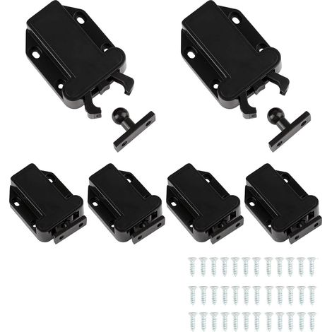 Lot de 6 loqueteaux à pression Push to Open - Verrou de porte avec vis Touch Release Catch - Verrou de porte avec fonction pop-up automatique - Pour cuisine, tiroir, armoire, maison (1/5)