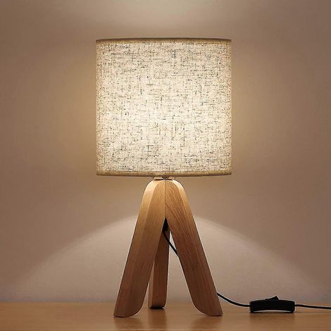 Petite lampe de chevet - Trépied en bois (1/4)