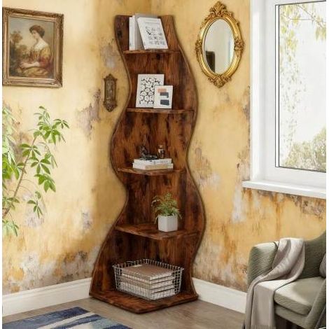 Estantería esquinera 5 baldas de madera 180x60x35 cm OKMYHOME (1/5)
