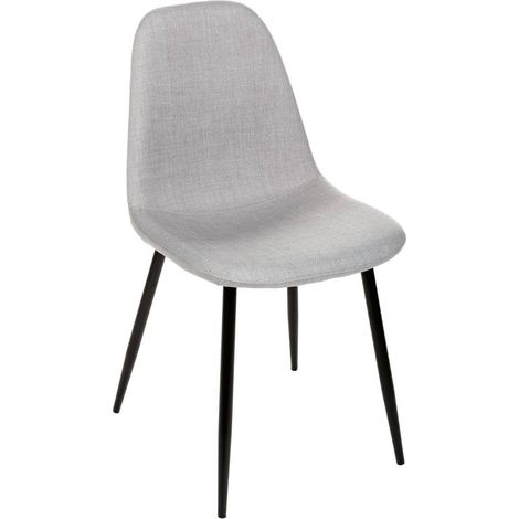 Atmosphera – Chaise en tissu polyester gris – Pieds en métal – Hauteur 86 cm – Confort optimal pour salle à manger moderne (1/4)