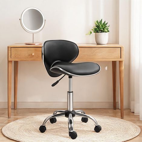 SunJet Tabouret, pouf, à roulettes réglable 44-56 cm, dossier PU noir - Réf. EXFFGY2VQOP6 (1/5)