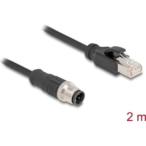 Delock Cable M12 codificado D 4 pin macho a RJ45 macho PVC 2 m