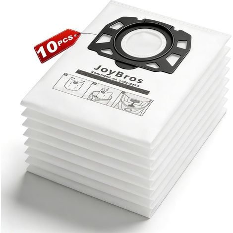 Lot de 10 Sacs à Poussière Compatible avec Kärcher WD4 WD5 WD6 PS WD5P WD6P Premium 2.863-006.0 KFI 487 MV4 MV5 MV6 (1/5)