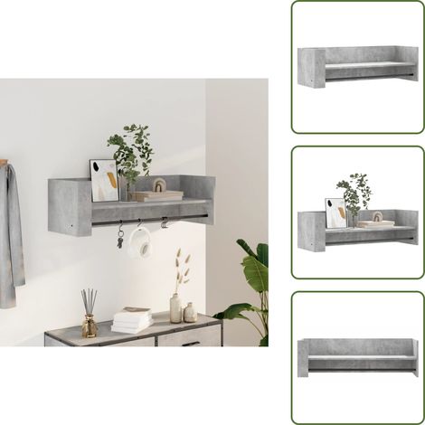 Wandregal Betongrau 100x35x30,5 cm Holzwerkstoff - Wandregal - Regal - Wohnraumorganisation - Platzsparend - Deko Regal (1/5)