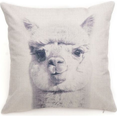 Vtizikl Taie d'oreiller en lin motif animaux de dessin animé décoration de bureau à domicile housse de coussin de siège (alpaga)