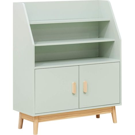 Libreria per Bambini Rebecca Mobili Oroya 100x80x33 MDF Pino Verde Acqua Marrone