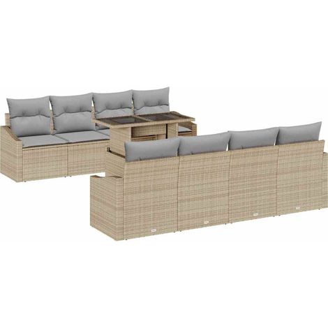 Maison Exclusive - Set Divano da Giardino 7 pcs Beige e Grigio Chiaro polyrattan