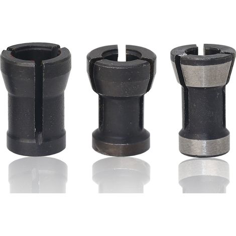 Adaptateur pour fraise HSS, douille divisée, mandrin de fraisage et travail du bois (8 mm+6,35 mm+6 mm, lot de 3)
