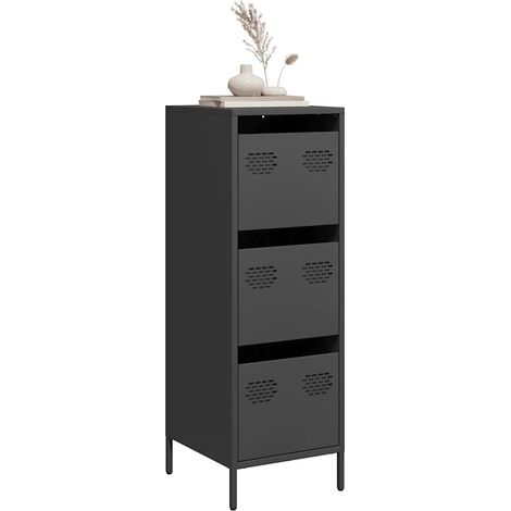 Highboard Schwarz 39x35x103,5 cm Stahl