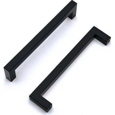 2 Stück Edelstahl-Schrankgriffe, schwarze Türknöpfe, Möbelgriffe mit Schraube für Kommoden, Küchenmöbel, Wohnaccessoires, Lochabstand 160 mm (1/5)