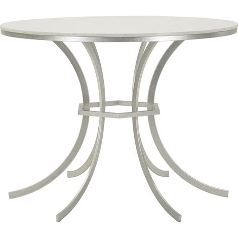 Tavolo da pranzo Istanbul rotondo in marmo bianco e ferro argento Ø100x76 cm