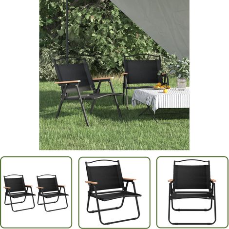 Maison Exclusive Campingstühle 2 Stk. Schwarz 54x43x59 cm (1/5)