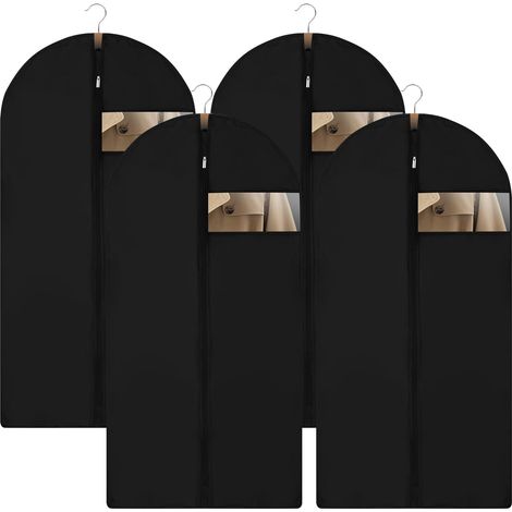 Housse Vetement - Lot de 4 - PEVA Noir - Fermeture Éclair - Protection Poussière - 120x60 cm (1/5)