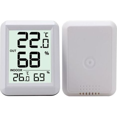 Thermomètre Intérieur et Extérieur, Thermomètre Connecté avec Capteur Extérieure sans Fil, Thermomètre Hygrometre Numérique avec Grand Ecran LCD, Commutateur ℃/℉, pour Bureau, Maison, Chambre,67 (1/5)