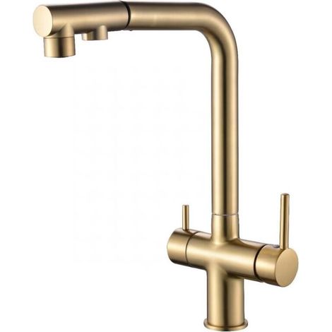 Kitchen faucet with pull-down sprayer, 360-degree rotating water filter (gold) (1/2)