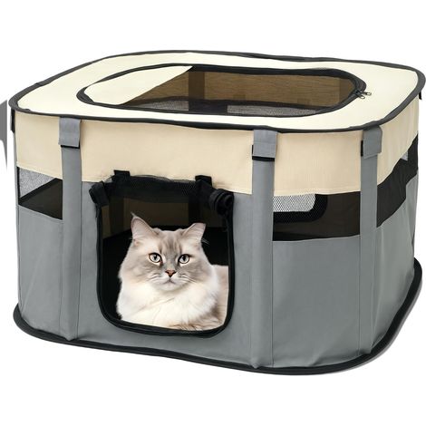 Parc jeu pliable animaux domestiques toit supérieur poche latérale rectangulaire Cage portable étanche pliable petits (1/5)
