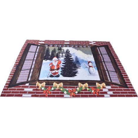 Tenture murale de Noël avec motif Père Noël et bonhomme de neige, décoration pour chambre et salon, fond photo 230x180cm (1/5)