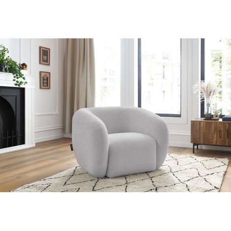 BOBOCHIC - Fauteuil CELINE tissu lisse Gris clair (1/5)