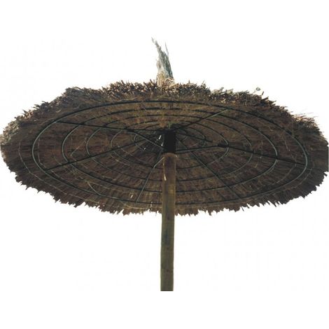Suinga – Parasol chiné 2,2 mètres – Manteau de bruyère – Tuteur en bois traité autoclave – Résistant au vent pour plage et jardin