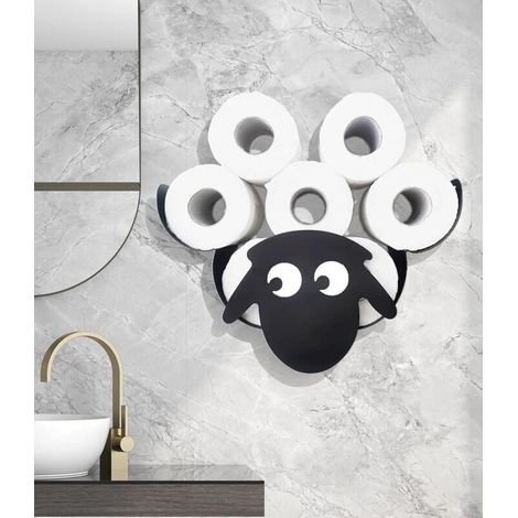 Porte-Papier Hygienique ,Porte-rouleau de papier toilette de rechange,7 Rouleaux Muraux,Décoration murale(Modele Mouton) (1/5)