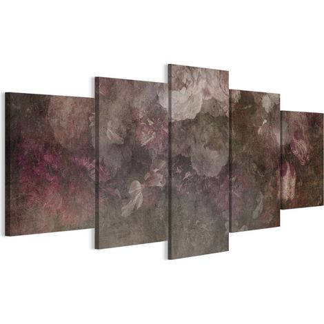 Quadro su tela italiana 100 x 50 cm pentattico - stile rustico - fiori Quadro su tela italiana 150 x 75 cm pentattico - stile rustico - fiori (1/5)