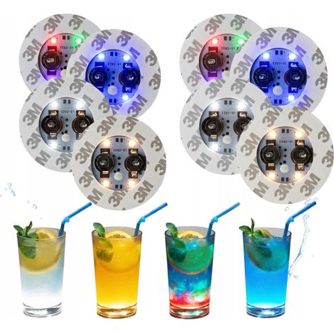 8 posavasos LED para botellas y vasos con luz decorativa para eventos de boda. (1/5)
