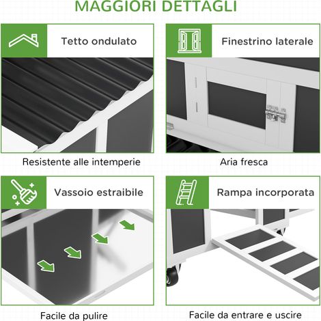 Poulailler gris anthracite en bois pour 1 à 6 poules, 2 pondoirs avec toit ouvrant et bac amovible. (1/5)