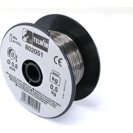 BOBINA  FILO ACCIAIO INOX 0,8MM DA 0,5 KG SALDATRICE GAS TELWIN ORIGINALE 802051