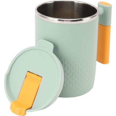 Mug isotherme en acier inoxydable 450 ml avec couvercle et poignée, idéal pour le bureau, l'école et la maison (vert). (1/5)