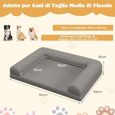 Housse amovible lavable, panier orthopédique pour chien en mousse alvéolée, bords 3 côtés, gris, petits et moyens chiens (1/5)
