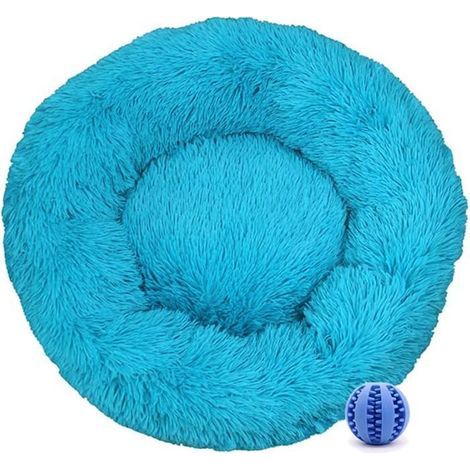 Round Plush Dog Bed Cushion, Washable Pet Bed for Cats and Dogs, Sky Blue Animal Companion Bed, 40CM Basket
