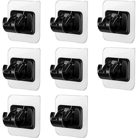 Supports de tringle à rideaux autocollants, sans perçage, noirs, 6 x 6 cm, en plastique (1/5)