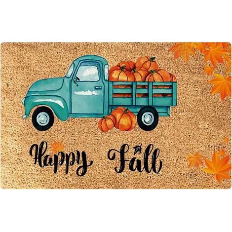 Tapis De Sol - Tapis D'Accueil Antidérapant En Flanelle - Motif Automnal Feuilles D'Érable Et Mot Welcome - Pour Entrée Cuisine Salle De Bain Chambre - 40 X 60 Cm - 1 Pièce (1/5)