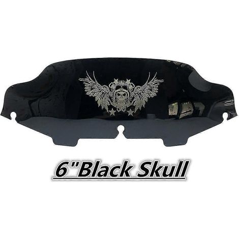 Aileron de pare-brise de 5, 6 et 8 pouces pour Electra Street Glide et Harley Touring (1996-2013) - Motif crâne de 6 pouces (1/5)
