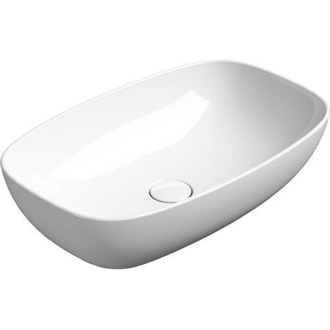 Lavabo en céramique NUBES sur plan 60x38cm, blanc ExtraGlaze (1/4)