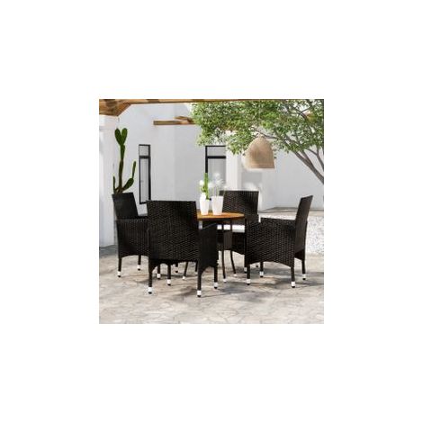 Mobilier de salle à manger de jardin 5 pcs Résine tressée Noir (1/5)
