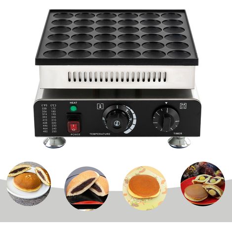 Mini-machine à muffins, machine à muffins 36 cavités, machine à gaufres électrique 900 W, machine à crêpes ronde sans couvercle, 50-300 °C (1/5)