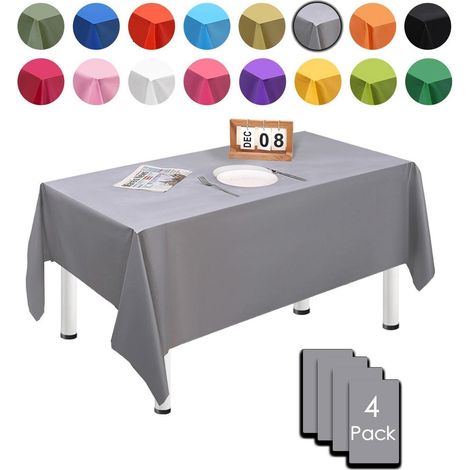 4x Nappe jetable 137x274cm Argent, Rectangulaire, Imperméable, Anti-taches