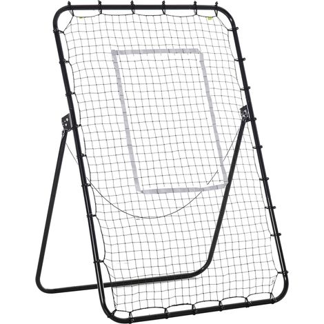 But de football pliable avec mur de rebond, 123 x 73 x 1785 cm, 4 niveaux réglables, noir, pour l'entraînement et le divertissement