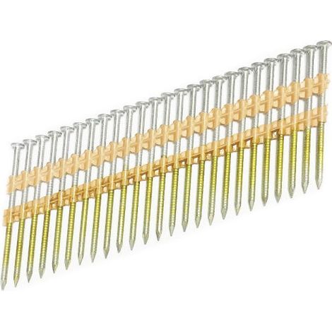 1000 clous en bande 20° crantés galvanisés – 2.8mm de diamètre – 63mm de longueur – Pour cloueur 20° compatible – Tjep