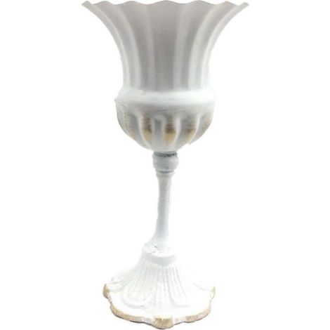 Vase décoratif vintage en fer forgé, style européen, pour composition florale. Haut vase à pieds. (1/5)