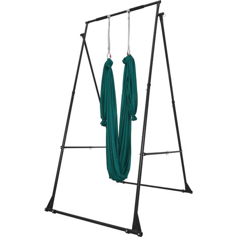 Mophorn Aerial Yogarahmen Schaukelständer mit 6 m langer Yoga-Hängematte (Grün), belastbar bis 200 kg, EVA-Schaumgriff sowie 4-stufige horizontale und 6-stufige vertikale Anpassungsmöglichkeiten (1/5)