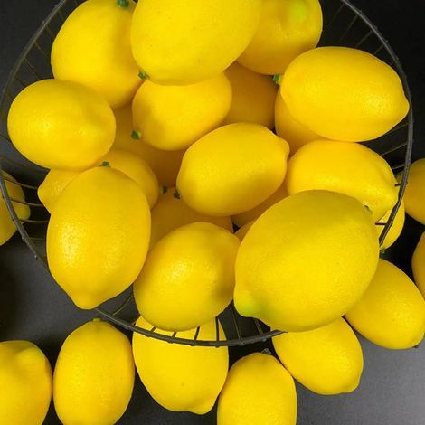 Lot de 12 faux citrons artificiels réalistes, accessoires de photographie pour la décoration de la table de la cuisine. (1/5)