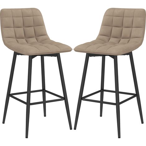 skandinavische Küchenhocker aus Samtstoff und Metall, 45 x 47 x 84 cm, Braun